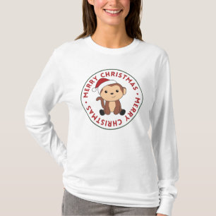 T-shirt Monkey Christmas Snow Winter Animals Monkeys