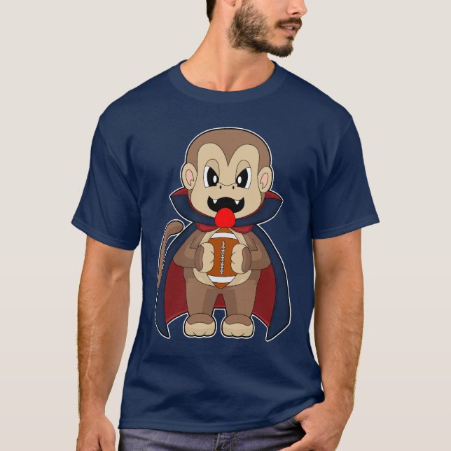 T-shirt Monkey Halloween American Football (Devant)