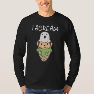T-shirt Monkey Halloween Ghost I Scream Ice Pun