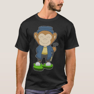T-shirt Monkey Pensioner bâton de marche