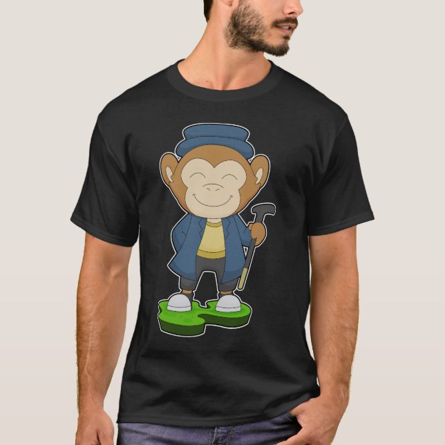 T-shirt Monkey Pensioner bâton de marche (Devant)