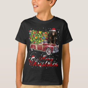 T-shirt Monkey Rides Camion Rouge Pajama de Noël