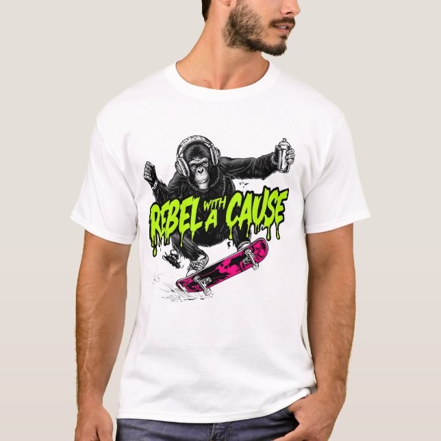 T-Shirt Monkey skateboarding (Devant)