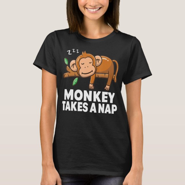 T-shirt Monkey Takes A Nap  Monkey Pajamas Circus Monkey (Devant)