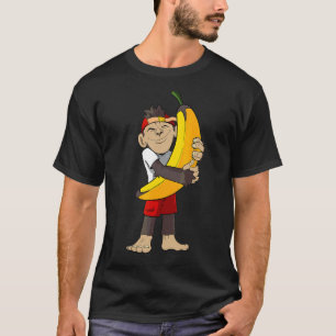 T-shirt Monkey Tient Fièrement La Banane Dans Ses Bras