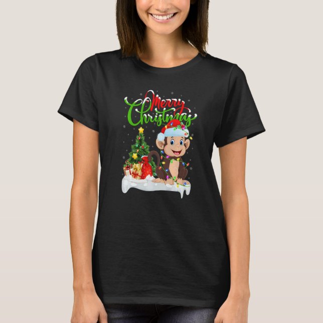 T-shirt Monkey  Xmas Decorations Santa Monkey Christmas (Devant)