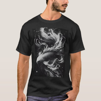 T-shirt monochromatique Karasu Black Koi Fish