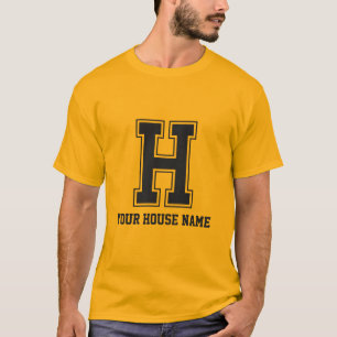T-shirt Monogram Black Yellow College House Initial H