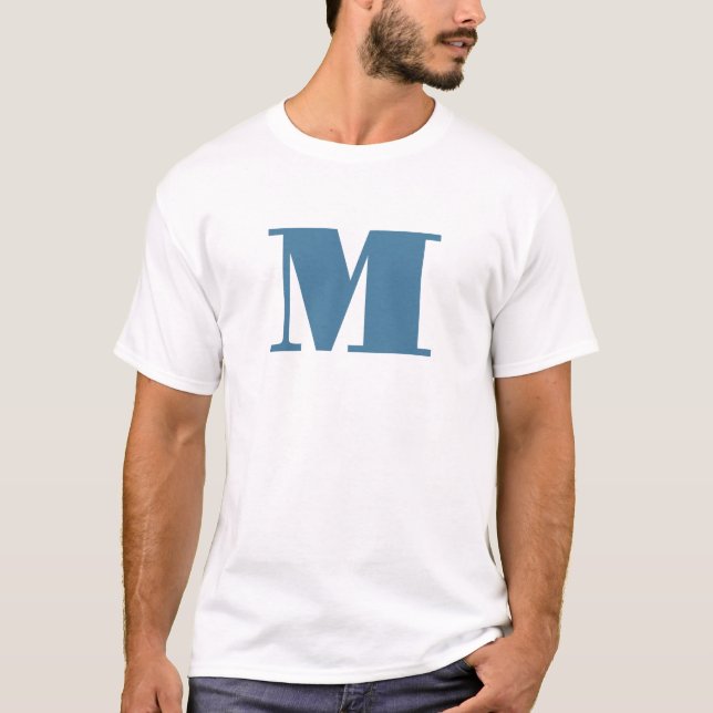 T-shirt Monogram Solide Blue Pastel Minimaliste Profession (Devant)