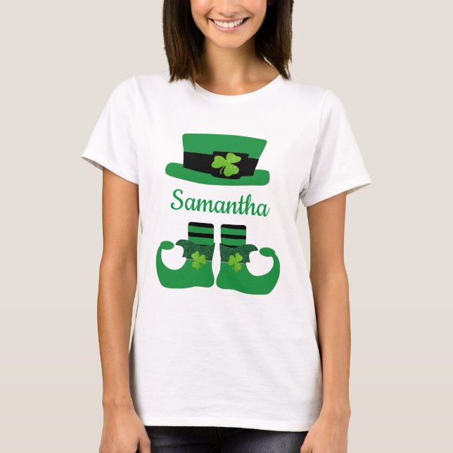 T-shirt Monogram St. Patrick's Day Irish Leprechaun Green (Devant)
