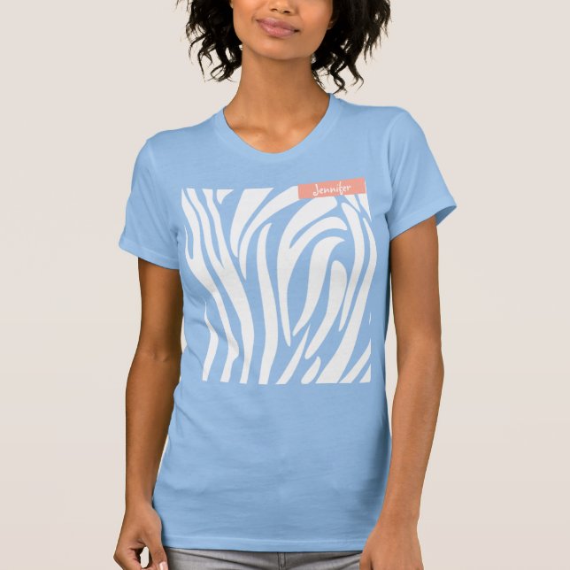 T-shirt Monogramme blanc couleur strié zèbre motif moderne (Devant)