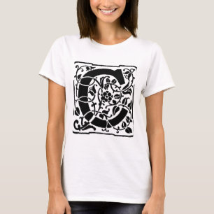 T-shirt Monogramme C initial. Nom floral Motif Customisé