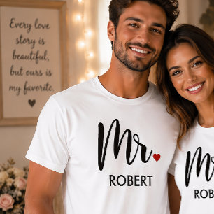 T-shirt Monogramme cœur de M. calligraphie moderne