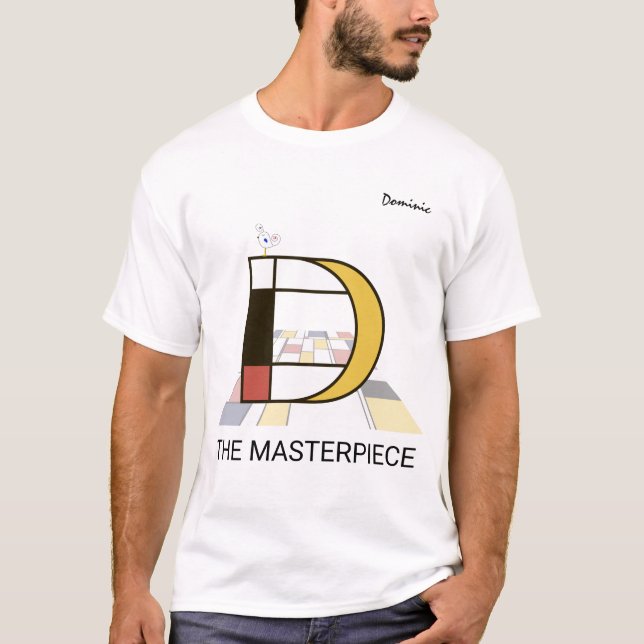 T-shirt Monogramme D'Art Moderne Et Oiseau Sympa - Lettre  (Devant)