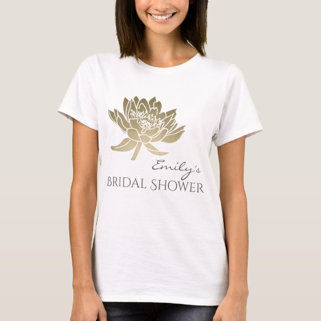 T-SHIRT MONOGRAMME DE FÊTE DES MARIÉES DE LOTUS D'OR PALE  (Devant)