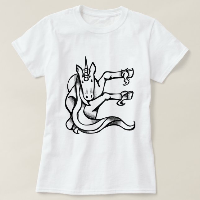 T-shirt Monogramme de licorne magique E mignonne (Design devant)