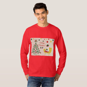 T-shirt Monogramme de l'ours rouge moderne Joyeux Noël Men