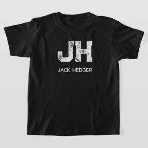 T-SHIRT MONOGRAMME DE NOM À DEUX LETTRES BLANC MINIMALISTE