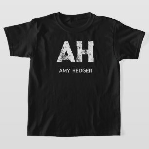 T-SHIRT MONOGRAMME DE NOM À DEUX LETTRES BLANC MINIMALISTE