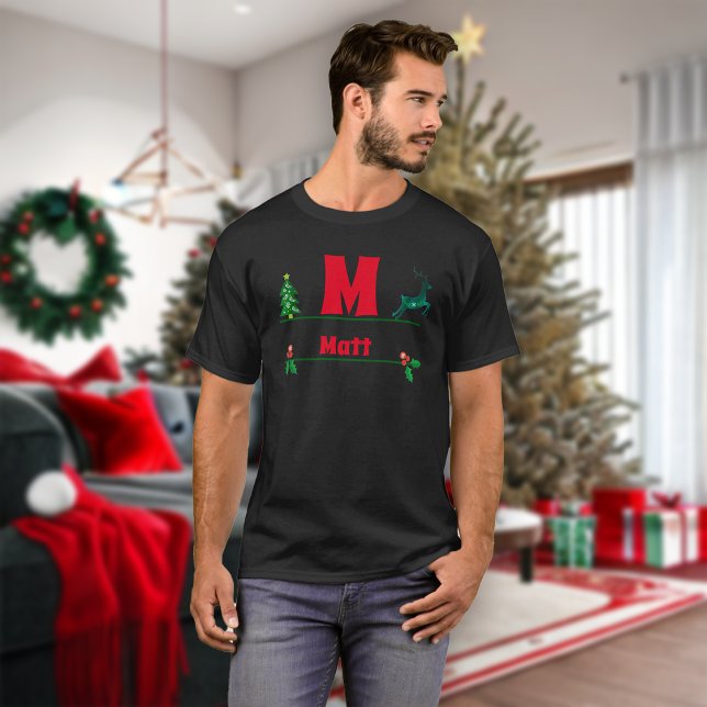 T-shirt Monogramme et nom personnalisés de Noël (Créateur téléchargé)