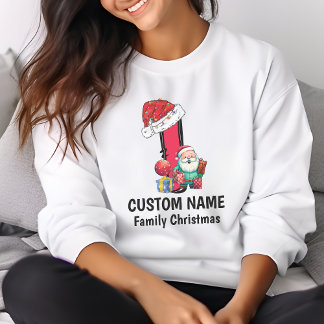 T-shirt Monogramme Famille Noël Personnalisez Avec Nom