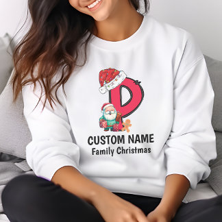 T-shirt Monogramme Famille Noël Personnalisez Avec Nom