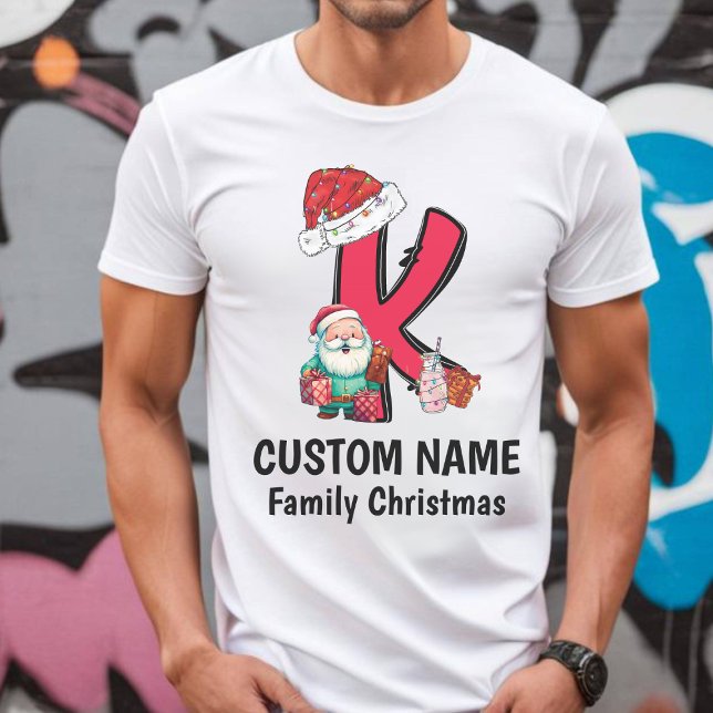 T-shirt Monogramme Famille Noël Personnalisez Avec Nom (Créateur téléchargé)