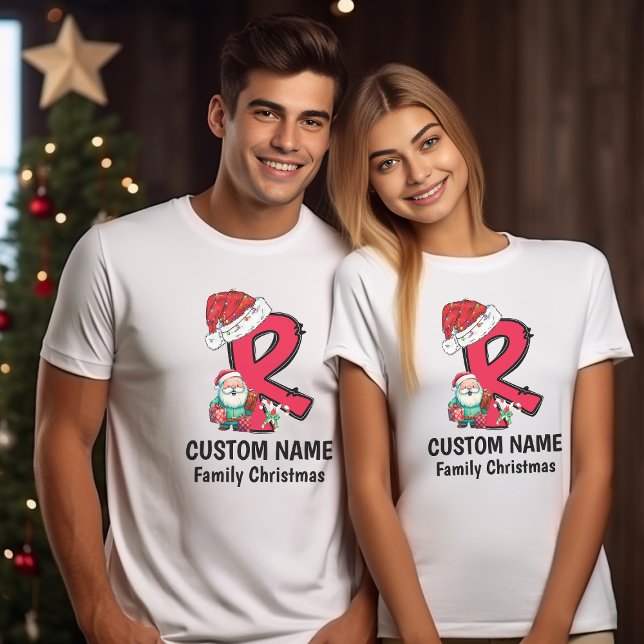 T-shirt Monogramme Famille Noël Personnalisez Avec Nom (Créateur téléchargé)
