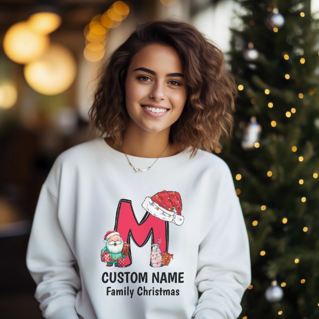 T-shirt Monogramme Famille Noël Personnalisez Avec Nom (Créateur téléchargé)