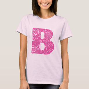 T-shirt monogramme floral B lettre majuscule