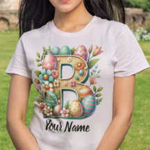 Monogramme floral personnalisé de Pâques avec nom