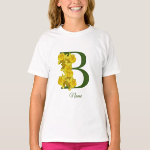 T-shirt Monogramme initial B personnalisé jonquille