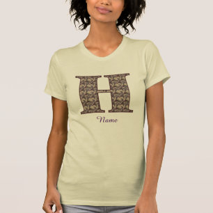 T-shirt Monogramme Initial H Floral Vintage Personnalisé