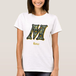 T-shirt Monogramme Initial M Art Floral De Marguerites Per