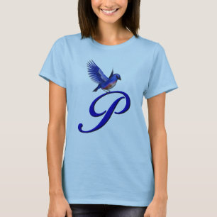 T-shirt Monogramme Initial P Élégant Bluebird