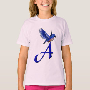 T-shirt Monogramme initiale A Bluebird
