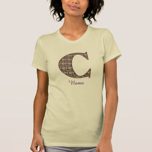T-shirt Monogramme Initiale C Floral Vintage Personnalisé