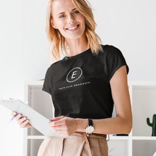 T-shirt Monogramme Minimaliste Simple Nom initial