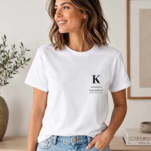 T-shirt Monogramme moderne minimaliste noir et blanc
