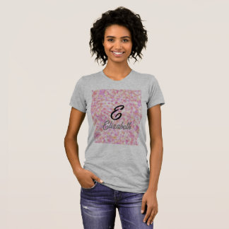 T-shirt Monogramme moderne Nom Aquarelle rose Yellow Spots