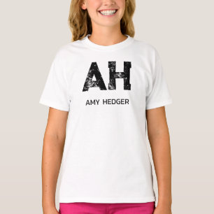 T-SHIRT MONOGRAMME NOM À DEUX LETTRES MINIMALISTE NOIR BLA