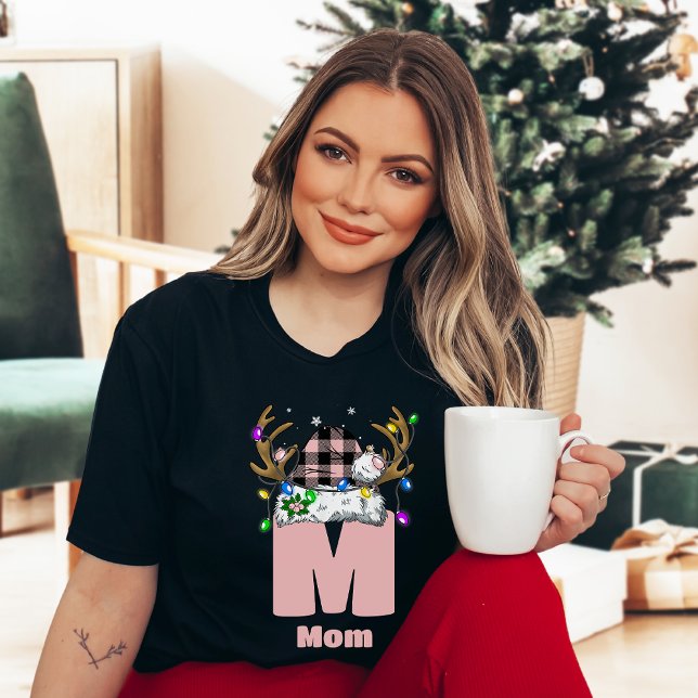 T-shirt Monogramme Personnalisé Avec Le Nom Pink Noël (Créateur téléchargé)