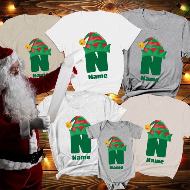 T-shirt Monogramme Personnalisé Avec Nom Famille Noël (Créateur téléchargé)