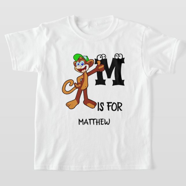T-shirt Monogramme personnalisé M est pour singes l'illust (Poser)