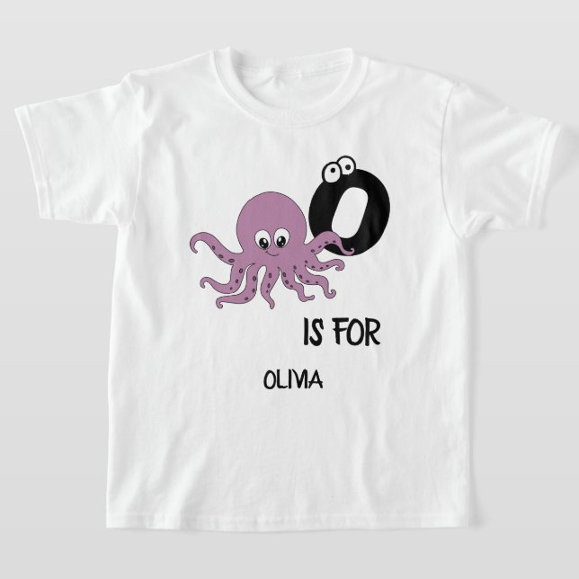 T-shirt monogramme personnalisé O pour Octopus vie aquatiq (Poser)