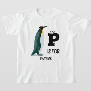 T-shirt monogramme personnalisé P est pour pingouin mignon