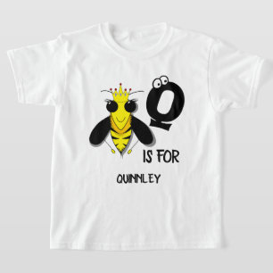 T-shirt monogramme personnalisé Q est pour les insectes mi