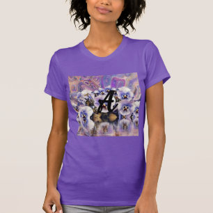 T-shirt Monogramme Purple Pink Pansies d'eau Aquarelle