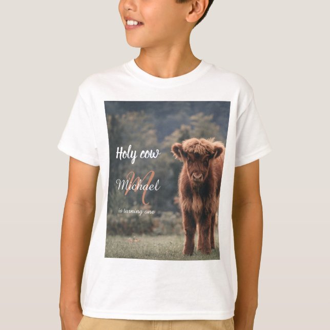 T-shirt Monographie de veau de vache Highland premier anni (Devant)