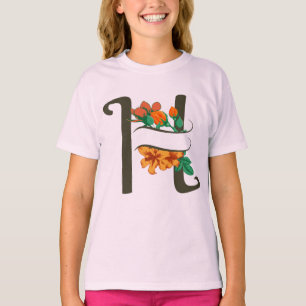 T-shirt Monographie florale H lettre majuscule